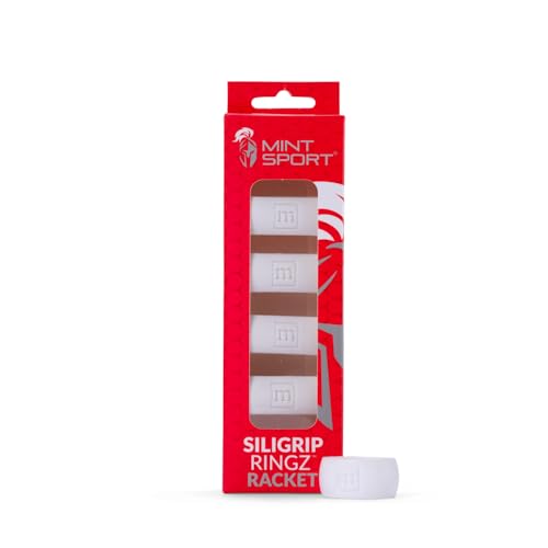 Siligrip Ringz Racket, Non-Slip Silicone Pickleball Paddle Grip Bands, Vibration Dampening Overgrip Alternative for Pickleball, Padel, Tennis, Badminton & Squash, 4 Pack - color: White