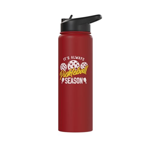Funny Pickleball Pun Paddle I Might Have A Dinking Problem Stainless Steel Insulated Water Bottle - color: Red
