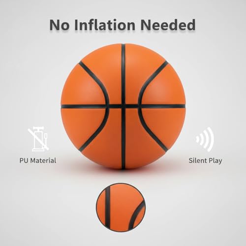 Silent Basketball Size 6 28.5" Airless Indoor Basketball for Training, Perfect for Home Use, Apartment, Gym - Real Feel & Weight 20.5-21oz, 80% Quieter, Girls' Basketball Gifts Brown