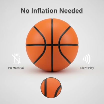 Silent Basketball Size 6 28.5" Airless Indoor Basketball for Training, Perfect for Home Use, Apartment, Gym - Real Feel & Weight 20.5-21oz, 80% Quieter, Girls' Basketball Gifts Brown