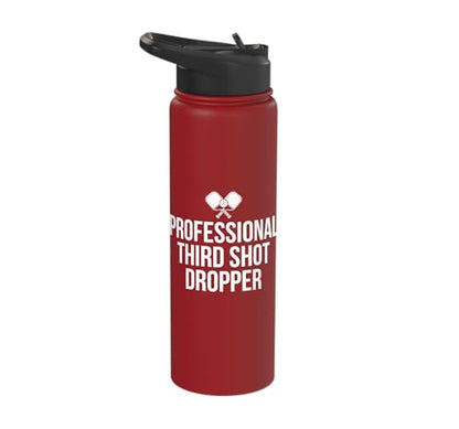 Professional Third Shot Dropper Pickleball Player Design Stainless Steel Insulated Water Bottle - color: Red