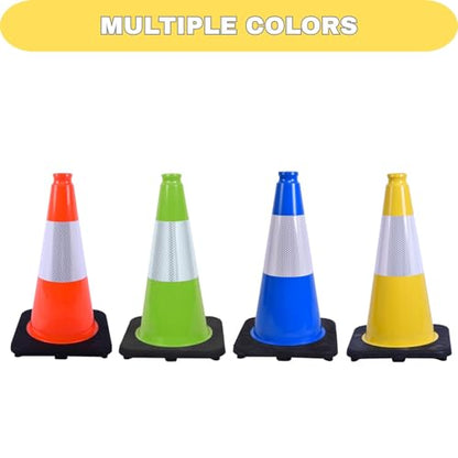 6 Pack Yellow 18 Inch Black Base Traffic Cones for Vehicle Maneuvering Practice, Driving Training, Lane Marking & Safety Warning (6, Yellow, 18 Inch) - color: Yellow, size: 18 Inch