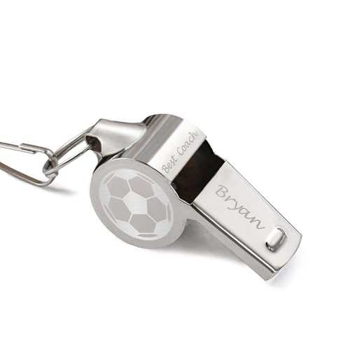 EDSG Personalized Whistle for Coaches, Engraved Whistle with Lanyard, Baseball Soccer Football Coach Gifts for Men, Women, Teacher, Appreciation Referee Whistle Sports Lover Coach - color: Silver, size: Design 2