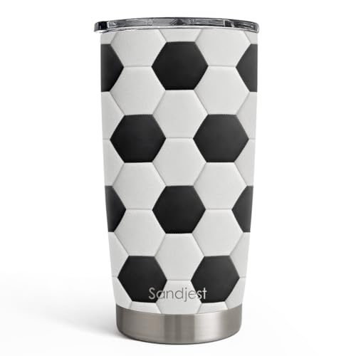 Soccer Tumbler 20oz Stainless Steel Insulated, Travel Coffee Cup, Sport Tumblers Gifts for Soccer Lovers, Men Women, Coach, Birthday, Christmas - color: Soccer
