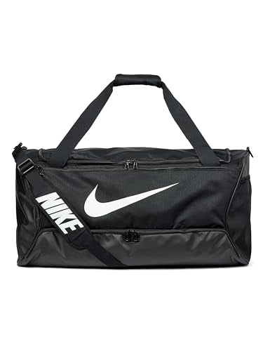 Nike Unisex Adult Gameday Brasilia 9.5 Training Duffel Bag (25L, 41L, 60L, or 95L) | Mens and Womens - color: Black/Black/White, size: Large