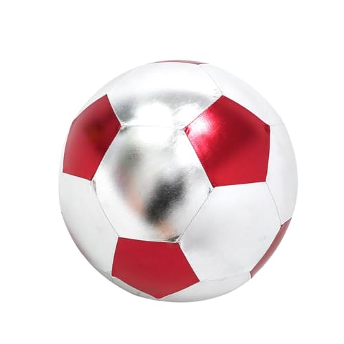 Inflatable Soft Football, Simulation Soccer Ball, 9.84 Inches Beach Toy with Leakproof, Elastic PVC Spheres, Indoor Play Toy with Bounce Design, Blow Up Football for Outdoor Use - color: Cloth Red