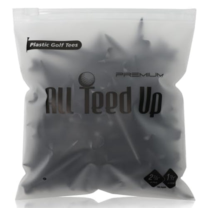 All Teed Up Premium Plastic Golf Tees - Black- 2.75 & 1.5 Inch Plastic Combo Pack - color: Black, style: 2.75/1.5 Inch Plastic