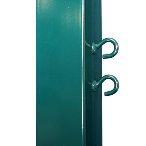 Aoneky Permanent Adjustable Volleyball Post System - Complete Set with 2 Steel Poles & Ground Sleeves, 6 Height Settings for Badminton & Volleyball, Includes Winch for In-Ground Install - color: Green, style: Square