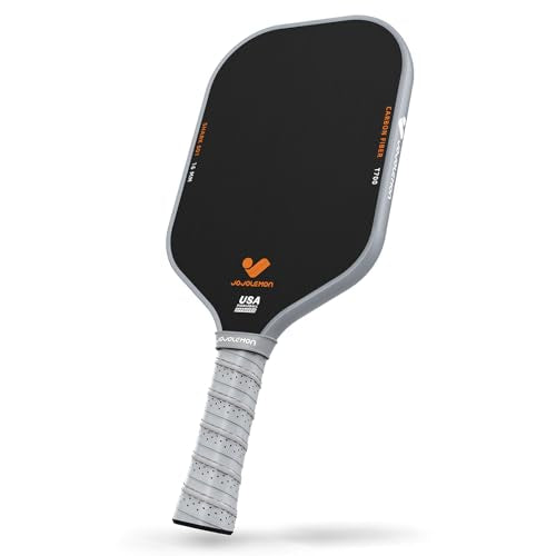 JOJOLEMON Pickleball Paddles, Carbon Fiber Pickleball Paddle with a 16mm Shark Power Polymer Core, The Pickleball Rackets Designed for Ultimate Spin & Consistency - color: Gray