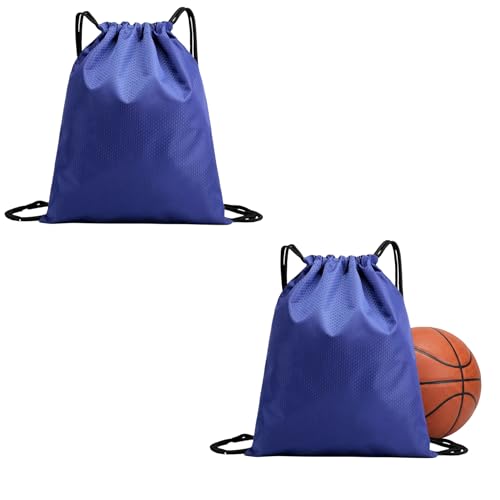 Extra Large Drawstring Backpack, Heavy-Duty Oxford String Bag for Basketball, Soccer & Laptop (2, Blue) - color: Blue
