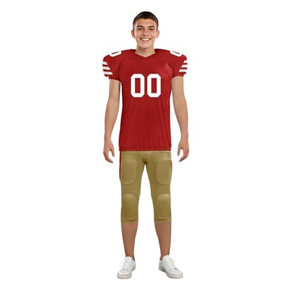 Youth Football Practice Jersey, Custom Blank Kids Practice Football Uniform Sportswear for Boys Training Games - color: Red Gold White