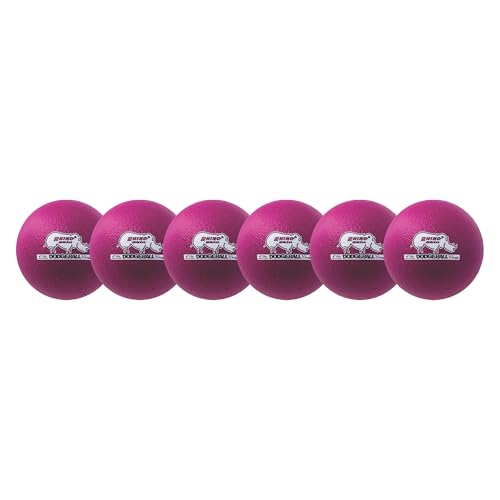 Champion Sports® Rhino Skin® Low Bounce Dodgeball Sets & Singles for Playground, PE, Backyard & League Games – Team Sports Equipment for Youth & Adults - color: Neon Purple, size: 6 Inch - Set of 6 Balls
