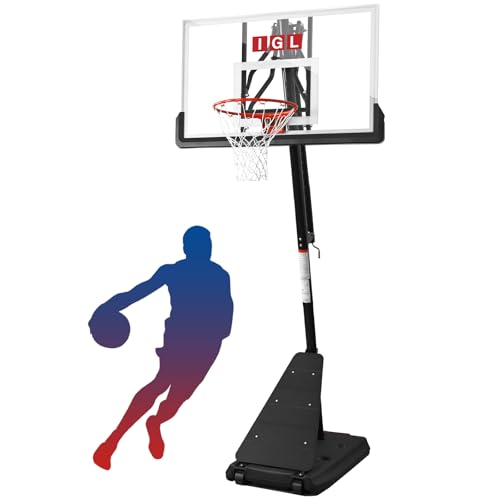 IGL Basketball Hoop Outdoor with 52 Inch Shatterproof Backboard, 10FT Height Portable Basketball Hoop Outdoor, Adjustable Basketball Goal System