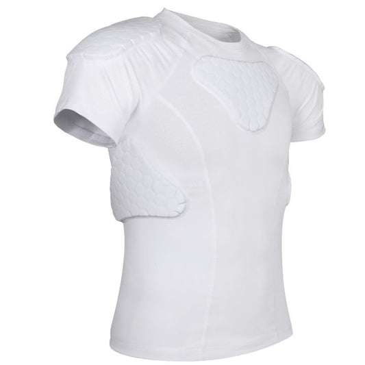 Youth Padded Compression Shirt Rib Protector for Football Protective Gear Baseball Padded Shirt Kid Child Boys - color: White, size: Medium