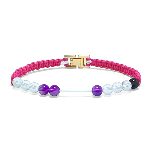 Watch Clasp Golf Stroke Counter Bracelet | Handmade Jewelry Durable Military Paracord | Scorekeeper Accessory for Golfers | 10 Color-Coded and 6mm Crystal Beads | Unique Holiday Gift for Men Women - color: Pink(7 In/Suitable for Women)