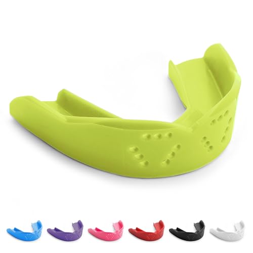SISU 3D Mouthguard - Pre-Formed, Easy Fit Protection for Lacrosse, Football, Hockey, Team Sports - Remoldable Up to 20 Times - Non Toxic - color: Neon Flash, size: Adult (over 5' tall)