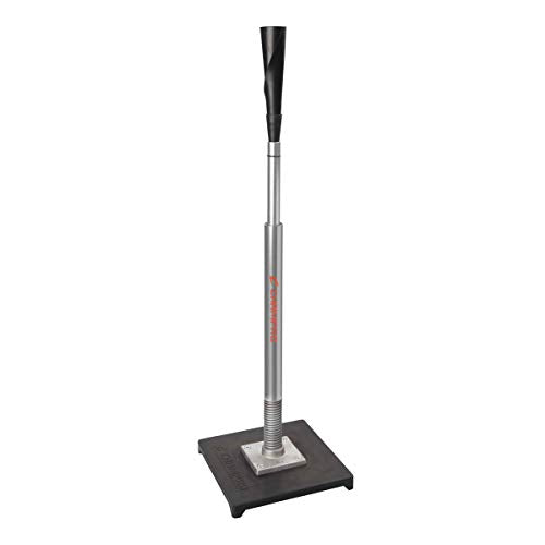 CHAMPRO Brute Spring-Loaded Batting Tee with Flexible Top and Weighted Base, Professional Grade Materials and Adjustable Height for Baseball and Softball,Silver
