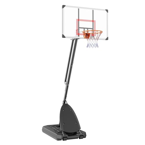 VEVOR Basketball Hoop, Basketball Hoop 44 48 50 54 Inchs PC Backboard, 4.4-10FT Height Adjustable, Basketball Portable Hoop& Goal, Indoor/Outdoor Classic Basketball Court, Teen Adult School Park - color: White 50in