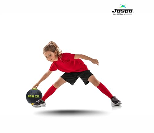 jaspo Soccer Champ Football, TPU Material, Machine Stitched, Size 5, Under 12 Years Age Group, 6 to 8 Lbs Inflation Football,Pump, Brazil Black