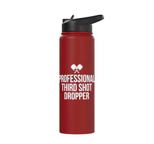 Professional Third Shot Dropper Pickleball Player Design Stainless Steel Insulated Water Bottle - color: Red