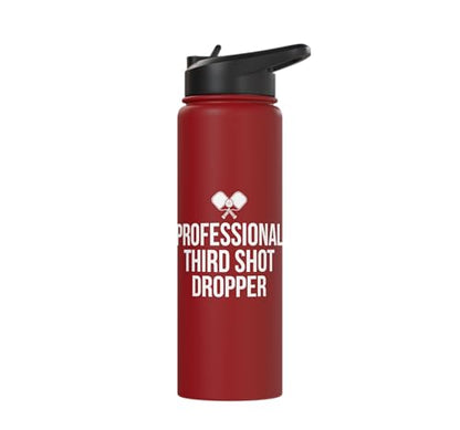 Professional Third Shot Dropper Pickleball Player Design Stainless Steel Insulated Water Bottle - color: Red