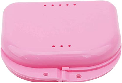 Generic Mouth Guard Case Orthodontic Retainer Box Denture Storage Container, Pink Durable and Professional