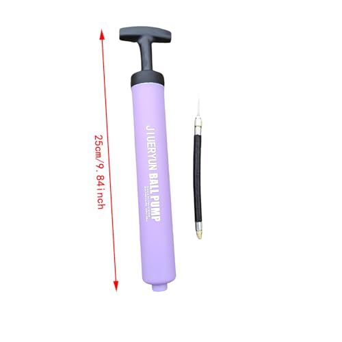 Sports Ball Pump Inflator with 5 Needles (Pin), Dual Action Hand Held Portable Air Pump with pins to Inflate Soccer Ball, Football, Volleyball, Rugby, Netball & Basketball - color: purple