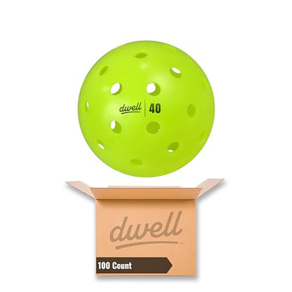 DWELL Elite 40 Hole Pickleball Balls | Crack Resistant | for Outdoor Pickle Ball Sports | Official Ball of All Florida Pickleball | Bulk Pickleballs - size: Pack of 100