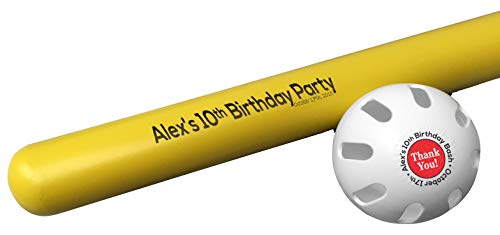 Personalized Plastic Bat & Ball Combo Gift - color: Birthday Bash
