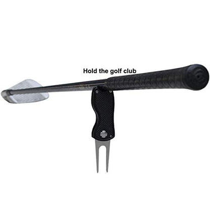 Golf Divot Repair Tool with Magnetic Ball Marker, Metal and Foldable Design