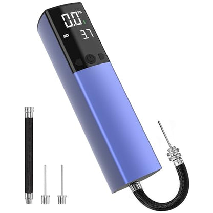Pumteck Electric Ball Pump, Smart Air Pump Portable Fast Ball Inflation with Precise Pressure Gauge and Digital LCD Display for Football Basketball Volleyball Football - color: Violet