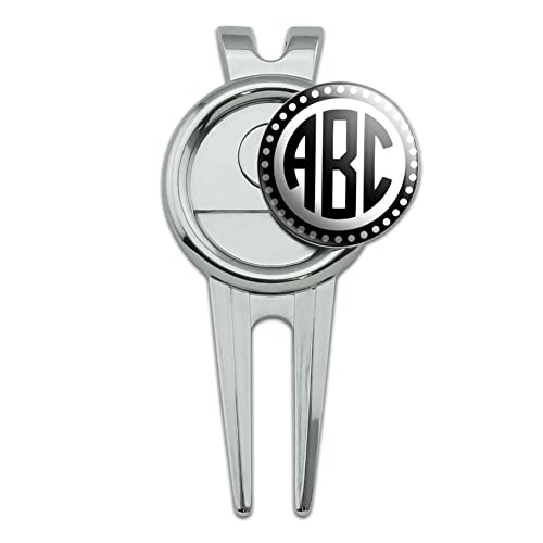 Graphics and More Personalized Custom Golf Divot Repair Tool and Ball Marker - Monogram Circle Font Scalloped Outline | Customize with Your Own Initials