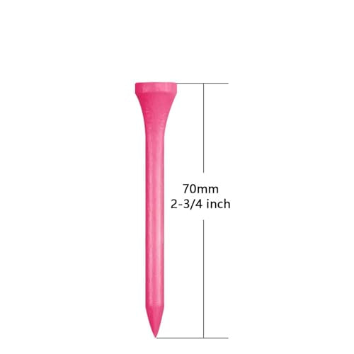 Wooden Golf Tees 3-1/4", 2-3/4", 1-1/2" Available,100 Count (Natural Color, White, Black, Blue, Red, Pink) - color: Pink, size: 2 3/4 inch