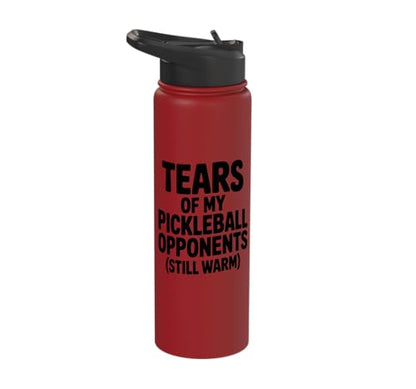 Tears of My Pickleball Opponents Fun Competitive Pickleball Stainless Steel Insulated Water Bottle - color: Red