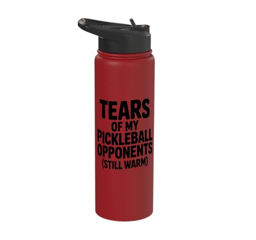 Tears of My Pickleball Opponents Fun Competitive Pickleball Stainless Steel Insulated Water Bottle - color: Red