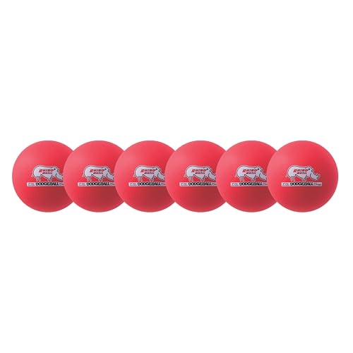 Champion Sports® Rhino Skin® Low Bounce Dodgeball Sets & Singles for Playground, PE, Backyard & League Games – Team Sports Equipment for Youth & Adults - color: Neon Red, size: 6 Inch - Set of 6 Balls