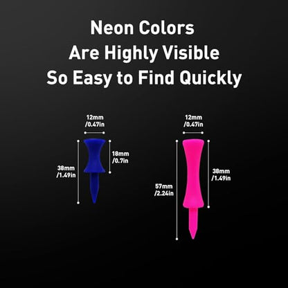 VEASAERS Golf Castle Tees Plastic Step Down Unbreakable Mixed Value 60 Count, 2 3/4, 2 1/4, 1 1/2 Inch Tee Length Pack Available for Practice - color: Blue+Pink