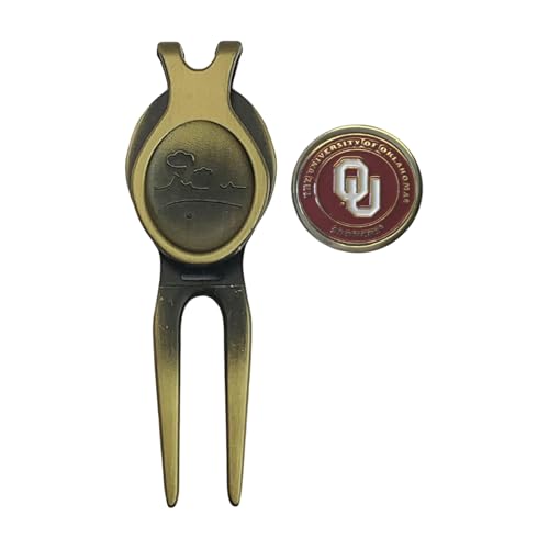 Divot Repair Tool Removable Magnetic Ball Marker-Best Divot Fixer - style: OKLAHOMA SOONERS
