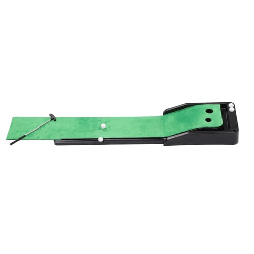 Asixxsix Golf Putting Mat with Automatic Ball Return for Indoor Practice, Green Velvet Exterior Non Slip Rubber Base