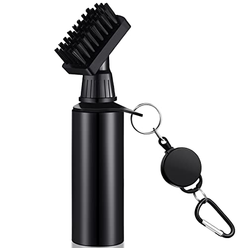 Meanplan Golf Clubs Cleaning Water Brush, Retractable Aluminum Climbing Hook Golf Club Groove Cleaner, Nylon Brush Head and Squeeze Water Bottle Holds 4 Ounces