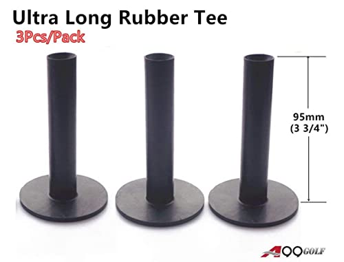 A99 GOLF Premium Ultra Long Rubber Tees 3 3/4" (95mm), Black – Heavy Duty Indoor Outdoor Practice & Golf Simulator Tee – 3 Pack