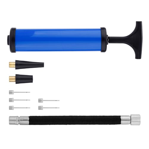 9pcs Ball Pump Kits, Blue Air Pump for Balls with Windpipe Inflation Needle Air Nozzle Basketball Soccer Ball Football Air Pump for Inflatables