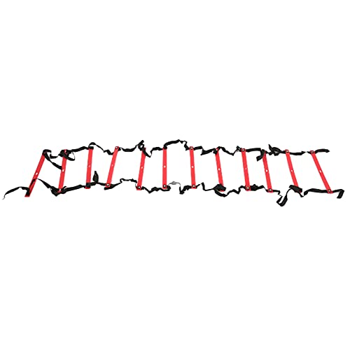Fixed Agility Ladder for Football Training, Speed Rope Ladder with 12 Rungs, Bright Color Non - Slip Footwork Ladder for Soccer Sports Drills, 6M Durable PP Material - color: Red