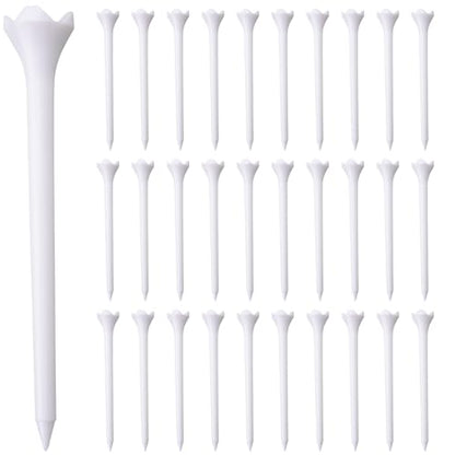 Hampton Distribution White Plastic Golf Tees, 30 or 100 Pack, Golf Tees 3 1/4 Inch