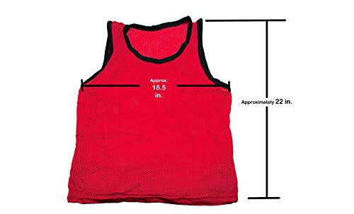 BlueDot Trading Adult & Youth Scrimmage Training Vests for Soccer, Basketball & More – Available in 1, 6, 12, 24 Packs - color: Red, style: Youth 6 Pack