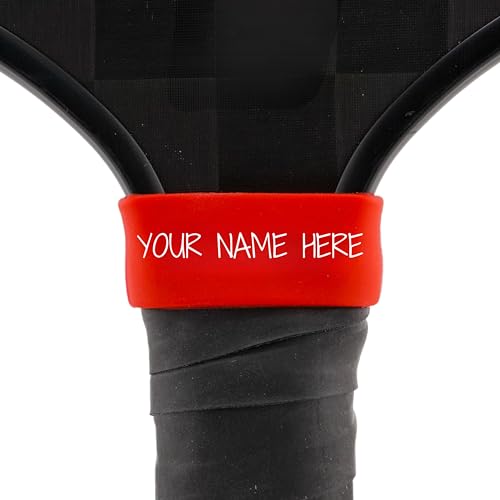 Custom Pickleball Paddle Name Band Tag – Personalized Grip Accessory for Players | Paddle Gifts for Pickleball, Tennis, Racquetball | Ships Fast from USA - color: Vibrant Red