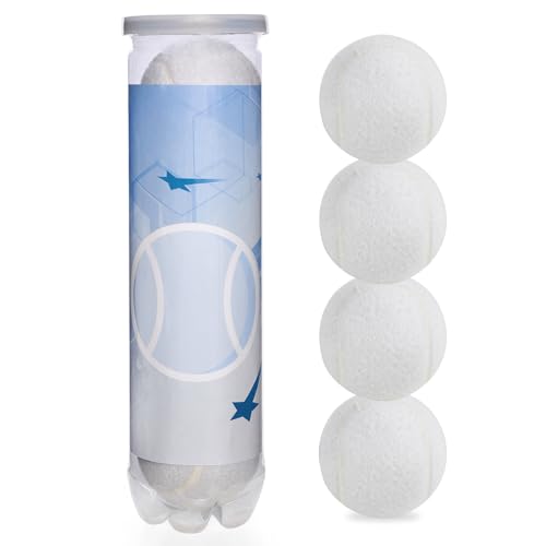 Tennis Balls 3/4 Pack – High Elasticity Training & Practice Balls for Beginners, Durable High-Visibility Colored Balls for Dog Exercise, Ideal for Hard, Clay & Grass Courts - color: White-4P