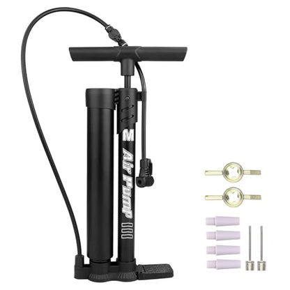 Professional Bike Floor Pump with Gauge | Presta & Schrader Valve | for Standard & Tubeless Tires | High-Pressure 160 PSI | High-Carbon Steel Barrel & Stable Base