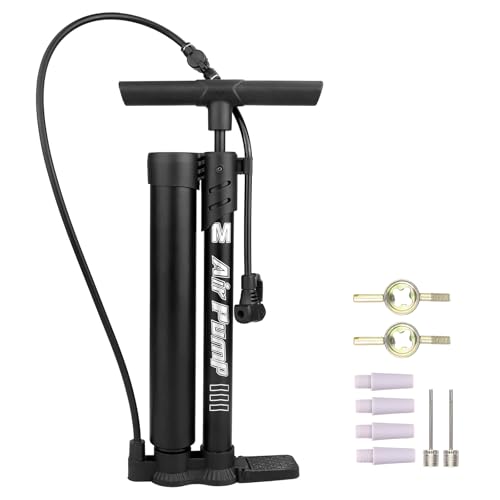 Professional Bike Floor Pump with Gauge | Presta & Schrader Valve | for Standard & Tubeless Tires | High-Pressure 160 PSI | High-Carbon Steel Barrel & Stable Base