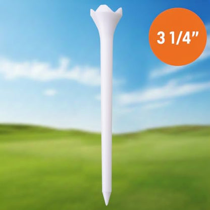 Hampton Distribution White Plastic Golf Tees, 30 or 100 Pack, Golf Tees 3 1/4 Inch